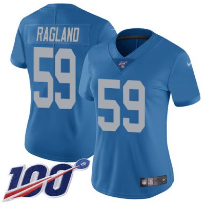 Nike Detroit Lions #59 Reggie Ragland Blue Throwback Women's Stitched NFL 100th Season Vapor Untouchable Limited Jersey